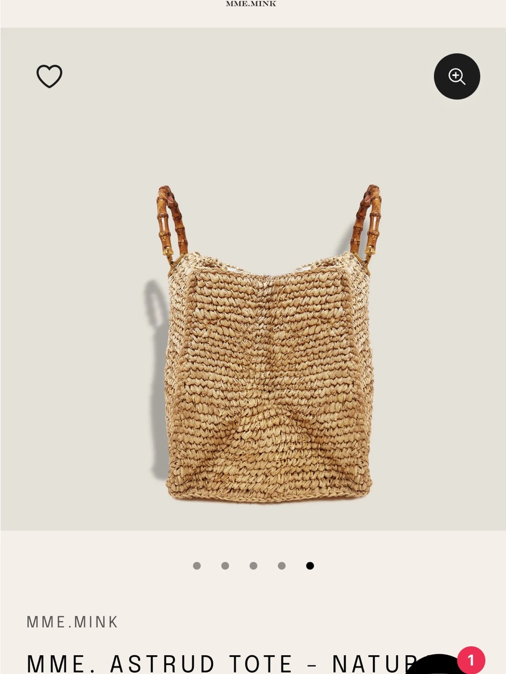 MME Astrud Tote - Natural Straw Tote with Bamboo-Accent Handles - Picture 4 of 13
